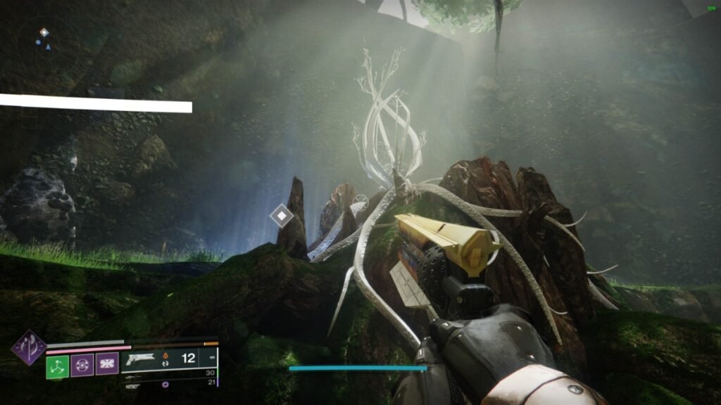 Opinion: Destiny 2 Raids Should Be Released In Same Week As The Expansion | Destiny 2 | GamesHorizon A Destiny 2 player holding a weapon and moving toward a cut down tree.