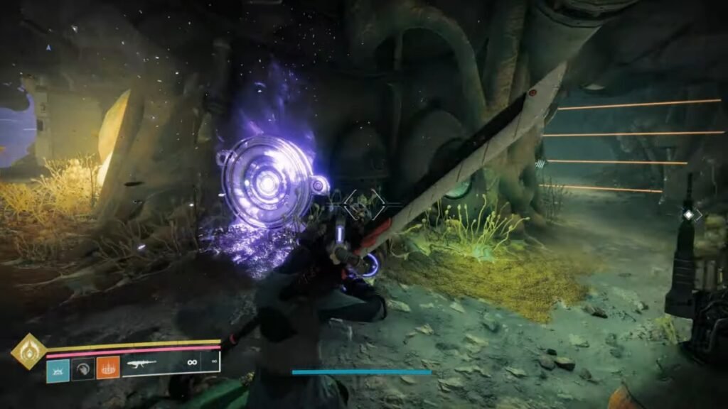 Destiny 2 The Edge of Fate: How To Solve The Curtilage Divide Barrier Puzzle | Destiny 2 | GamesHorizon Use the Relocator to hit the targets.