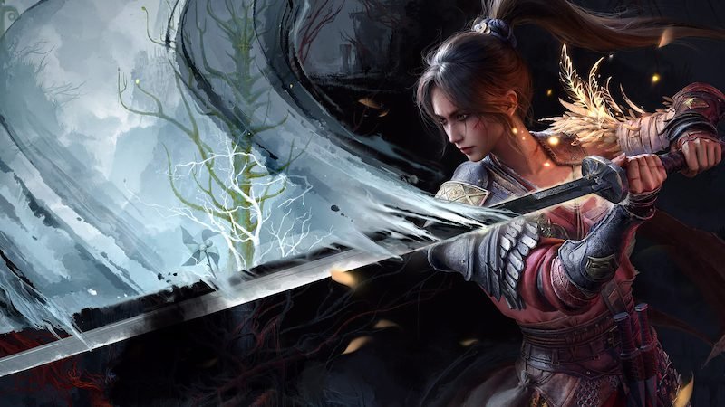 The protagonist of Wuchang Fallen Feather holding a longsword