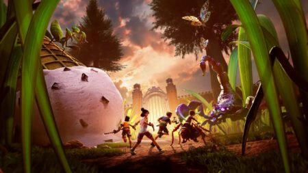 Players running around a yard in Grounded 2