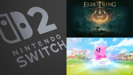 A switch 2 logo next to Elden Ring and Kirby game art