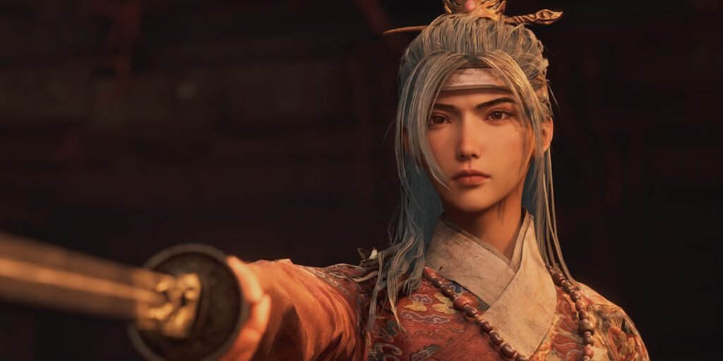 A woman holding a sword in Wuchang Fallen Feather.