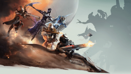 Characters from Destiny: Rising shooting at the right side of the screen