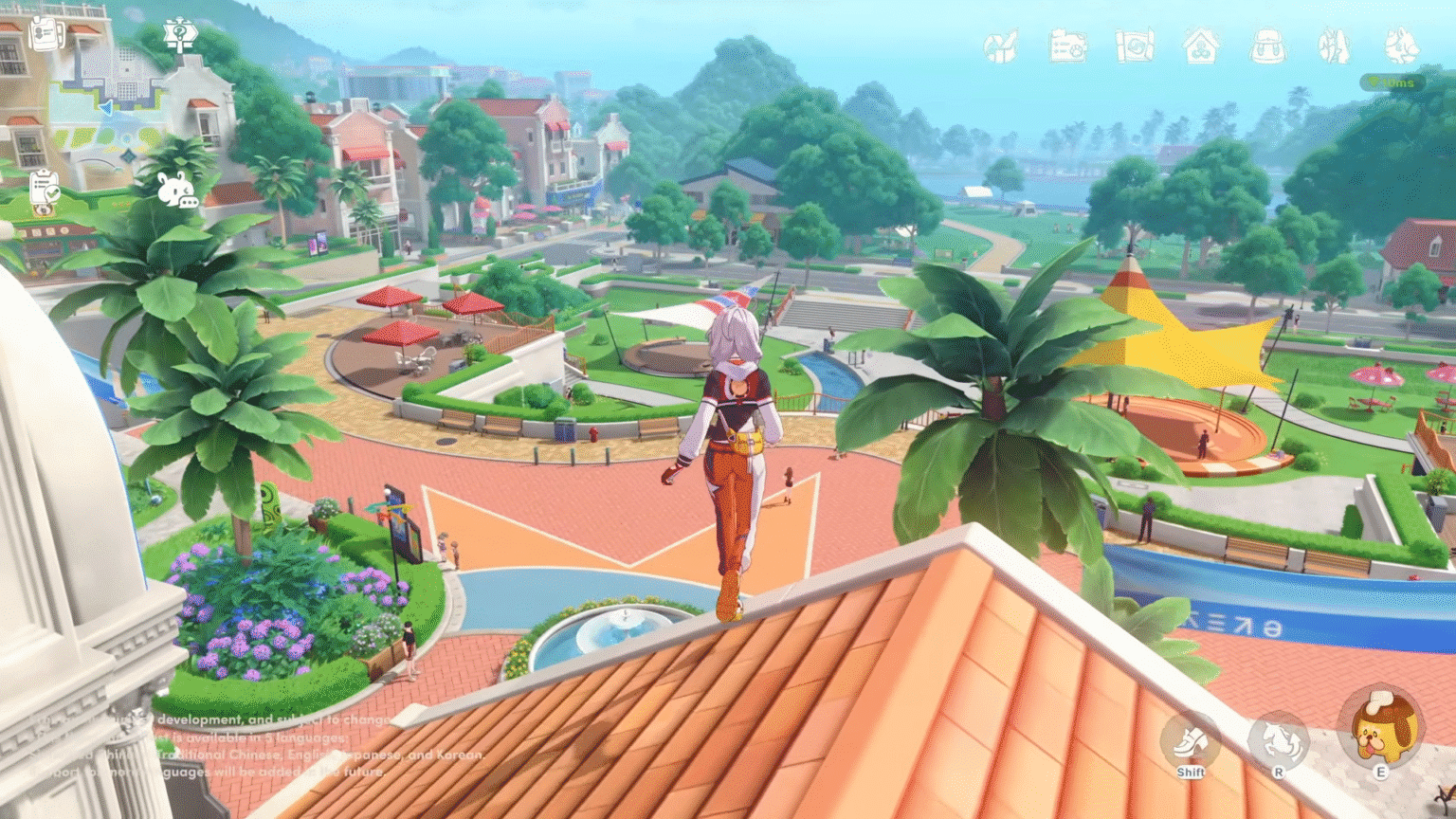 Gameplay glimpse from a character running on the roof in Honkai Nexus Anima