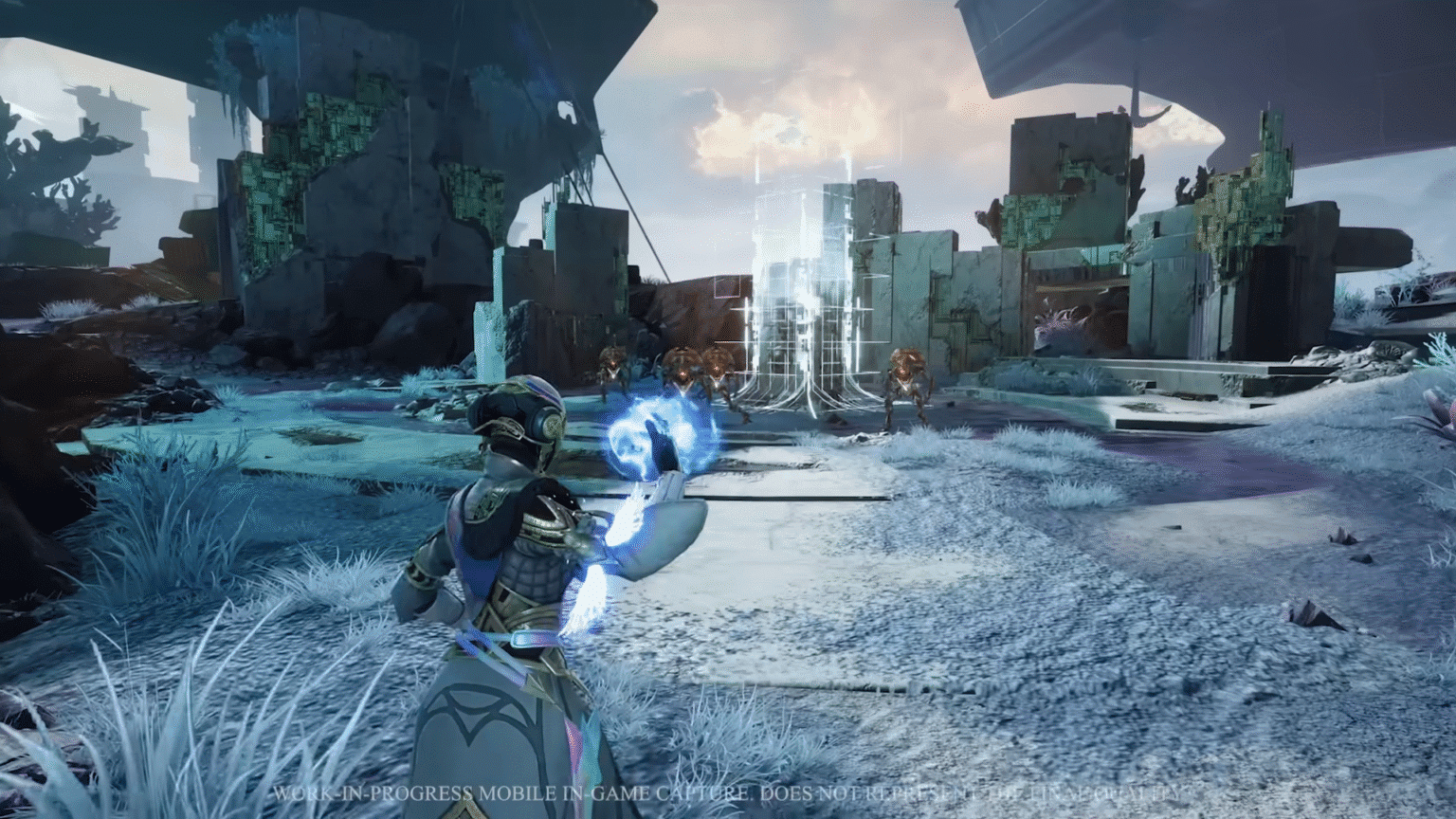 A hero casting an ability against enemies in Destiny Rising.