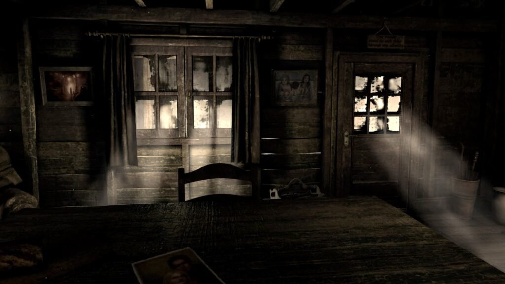 A man sitting in an old and beaten down cabin waiting for his wife in Serena