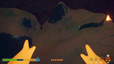 A player jumping to a safe spot in Peak