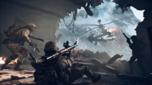 A player shooting an RPG at a chopper in Battlefield 6