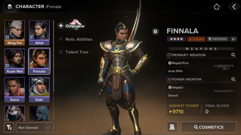 All Talent Trees in Destiny Rising | Destiny Rising | GamesHorizon A screenshot of Finnala standing with a weapon on her back in Destiny Rising