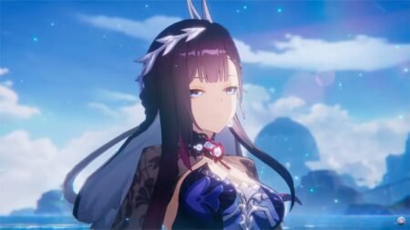 A screenshot of Hysilens standing in water from her trailer in Honkai Star Rail