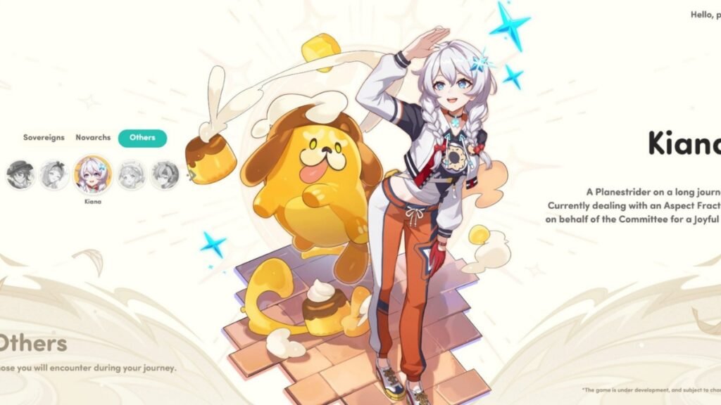 A screenshot of Kiana from the Honkai Nexus Anima website