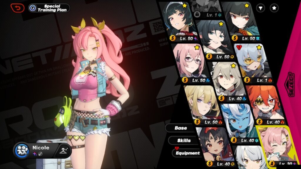Zenless Zone Zero: Best Team Compositions For Alice (Premium, General, and F2P) | Zenless Zone Zero | GamesHorizon A screenshot of Nicole in her character selection screen in Zenless Zone Zero