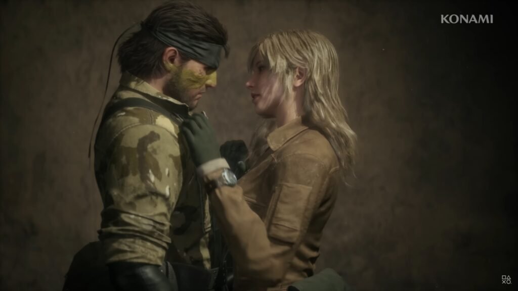 A screenshot of Snake and Eva in Metal Gear Solid Delta