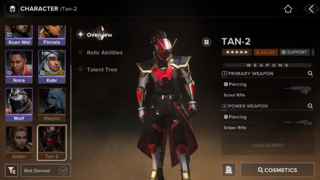Destiny: Rising - Best Gwynn Build Guide | Destiny: Rising | GamesHorizon A screenshot of Tan-2 standing with his head down in Destiny Rising