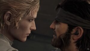 A-screenshot-of-The-Boss-left-and-Snake-right-fighting-in-Metal-Gear-Solid-Delta