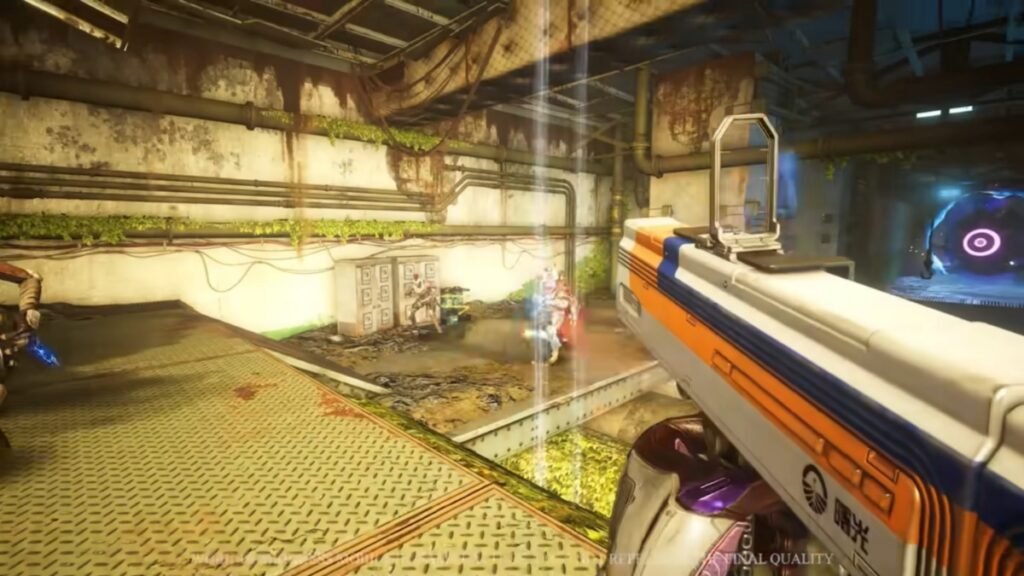 A screenshot of a player using a Grenade Launcher against the Fallen in Destiny Rising