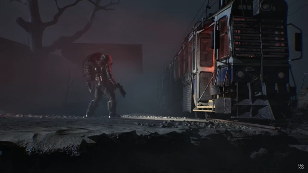 Is Cronos The New Dawn on Game Pass? | | GamesHorizon A screenshot of the Traveler carrying a body towards a train in Cronos The New Dawn