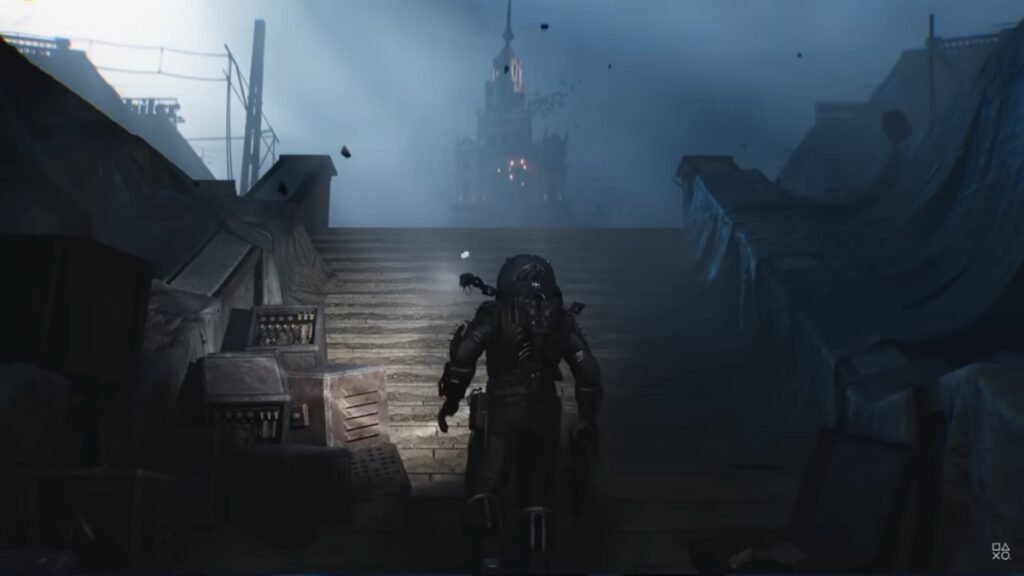 Does Cronos: The New Dawn Have Denuvo? | Cronos: The New Dawn | GamesHorizon A screenshot of the Traveler walking up the stairs in Cronos The New Dawn