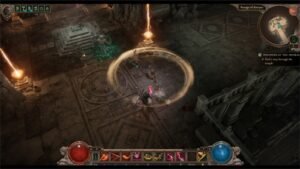 A screenshot of the player fighting against a boss in Passage of Atropos in Titan Quest 2.
