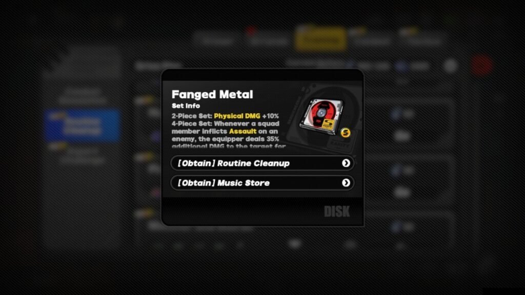 Zenless Zone Zero: Best Build Guide for Alice (W-Engine, Drive Discs, and Kit) | Zenless Zone Zero | GamesHorizon A screenshot showcasing Fanged Metal Drive Disc along with its description in Zenless Zone Zero