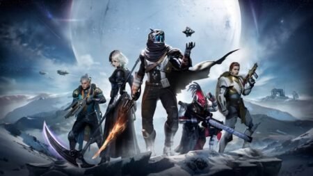 A screenshot showing the playable characters from Destiny Rising from its launch trailer
