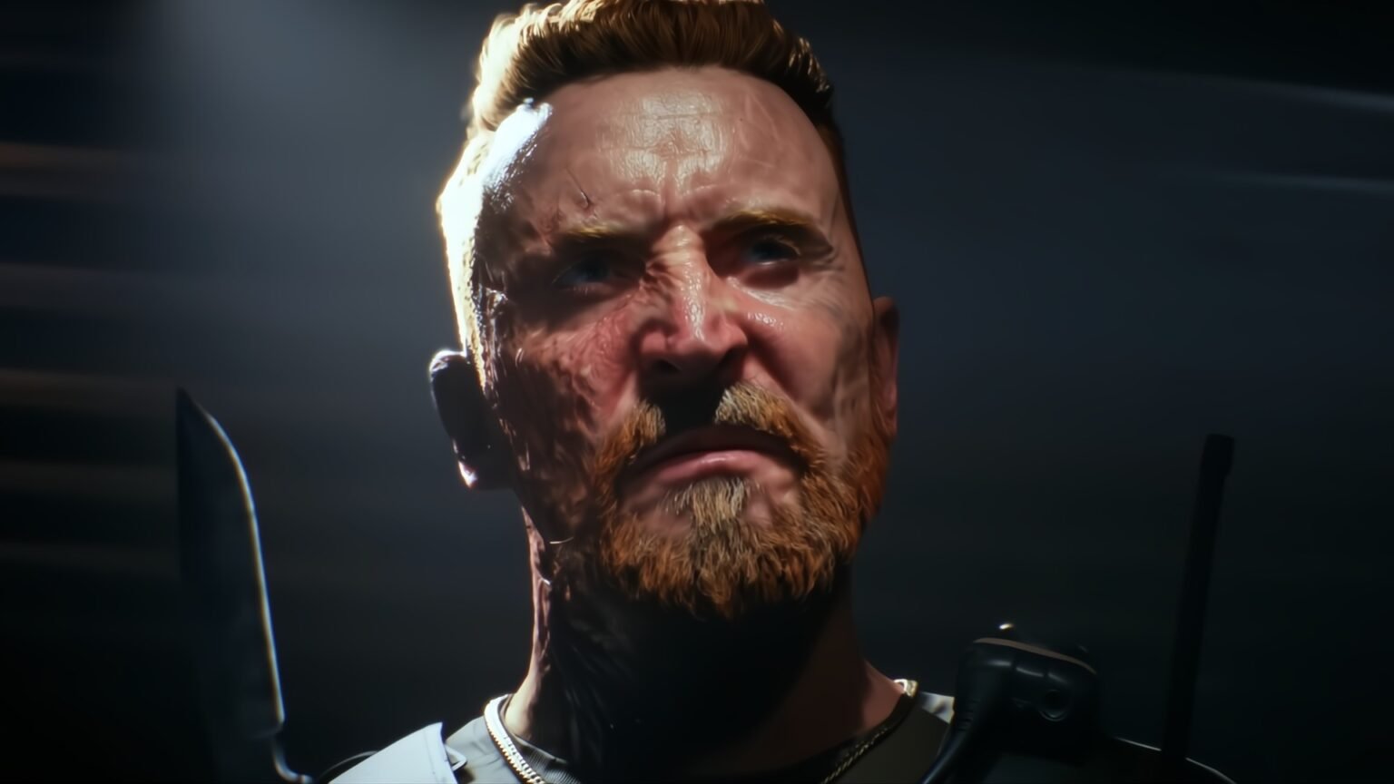A soldier with a knife looking up in Battlefield 6