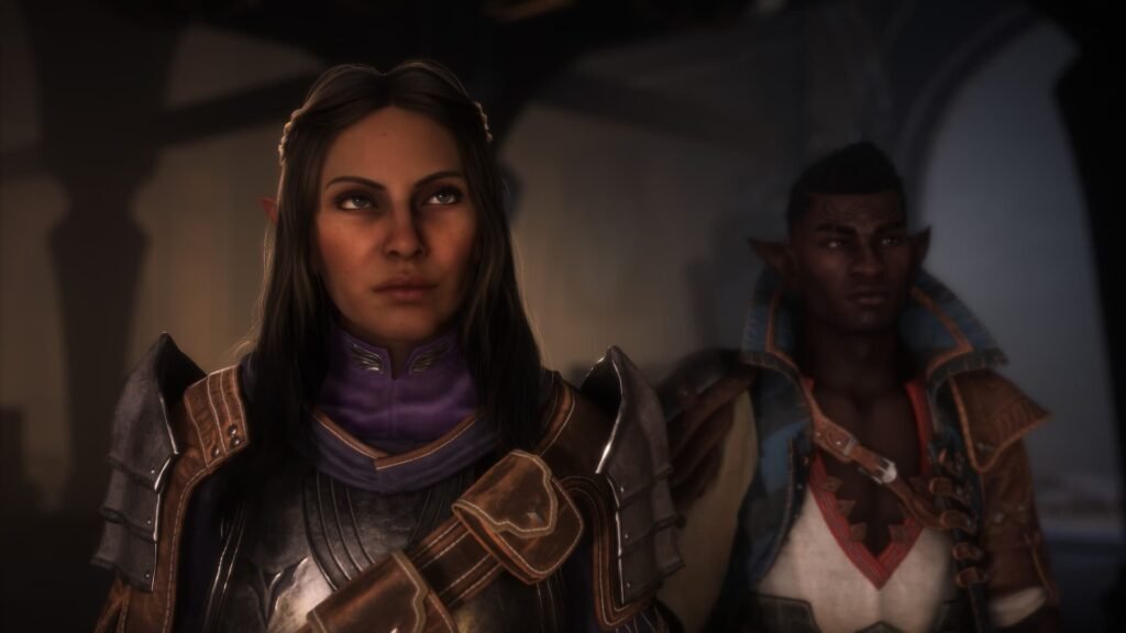 A woman looking to the right in Dragon Age The Veilguard