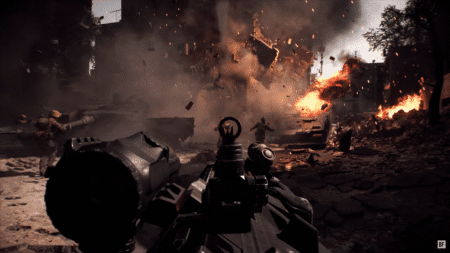 Fighting an enemy using an LMG in Battlefield 6