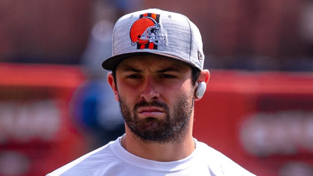 Baker Mayfield on football field