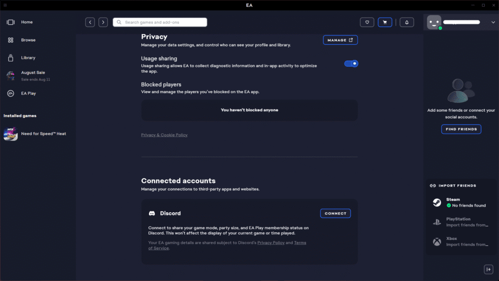 Linking your EA account with other platforms