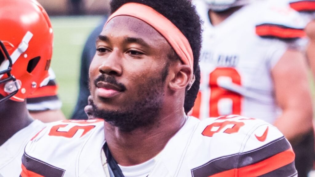 Myles Garrett playing football