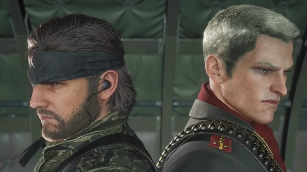 Naked Snake and Revolver Ocelot standing back to back in Metal Gear Solid Delta Snake Eater