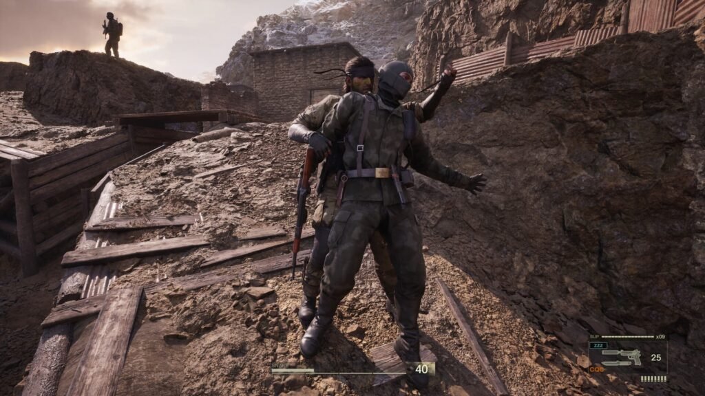 Naked Snake capturing an enemy in Metal Gear Solid Delta Snake Eater
