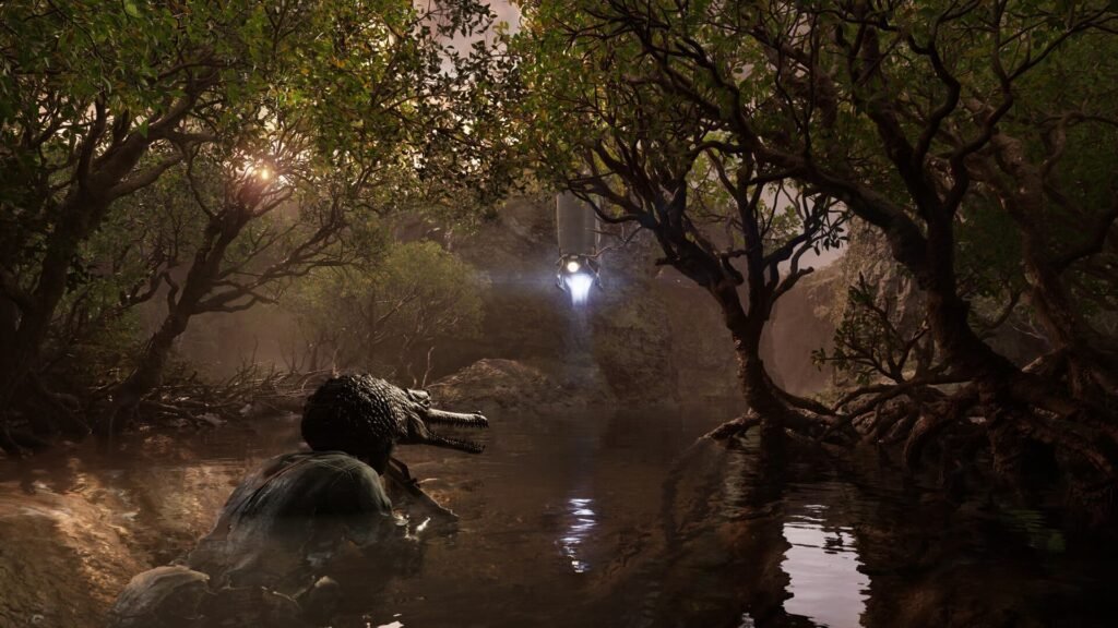 Naked Snake wearing an alligator outfit in Metal Gear Solid Delta Snake Eater