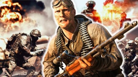 Soldiers from Battlefield 6 having to fight in war while one remains in the front with a weapon.