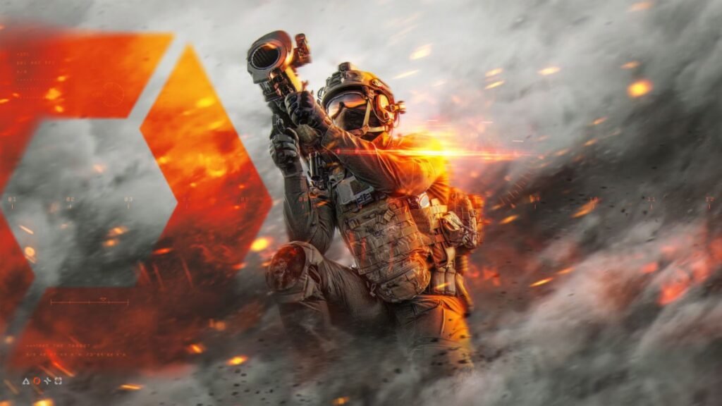 The Engineer class shooting a Rocket Launcher in Battlefield 6