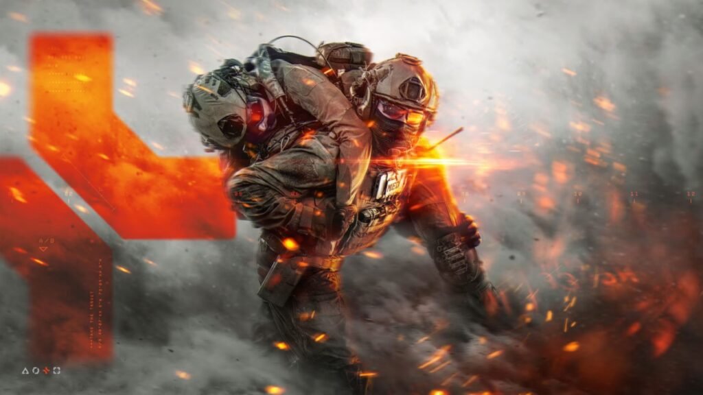The Support class carrying a player on their back in Battlefield 6