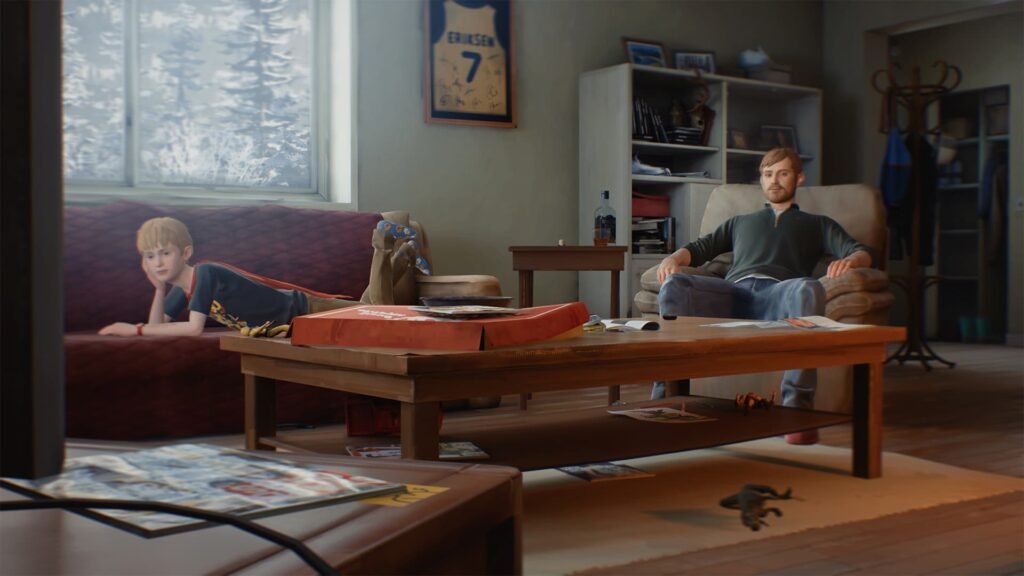 The characters in The Awesome Adventures of Captain Spirit on couches