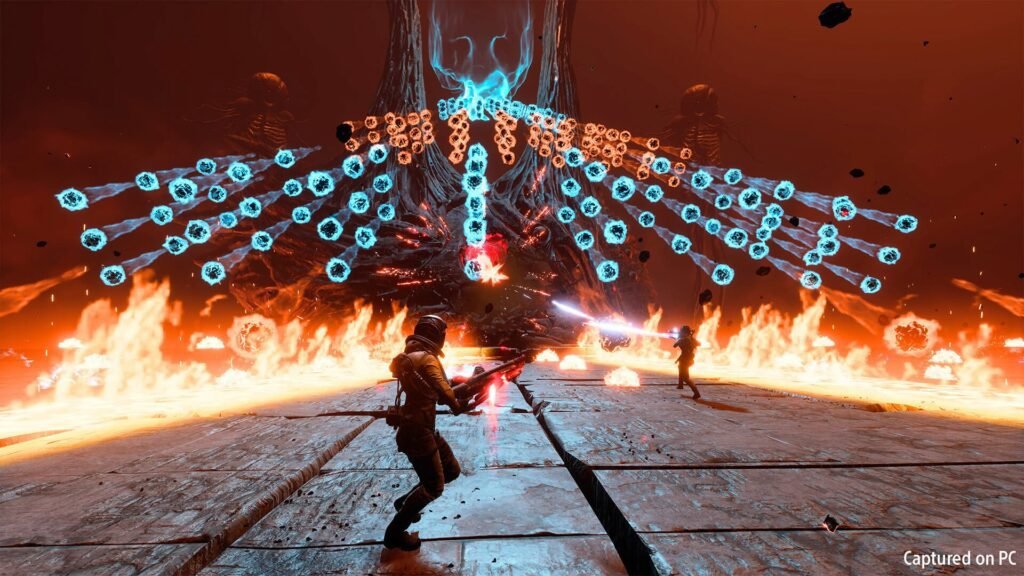 30 Best Games On PS Plus Extra To Play Right Now | | GamesHorizon The player getting shot at near someone else in Returnal