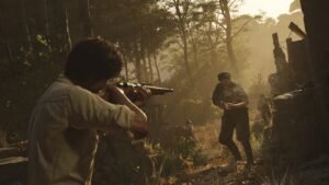 The player shooting at an enemy in Mafia The Old Country