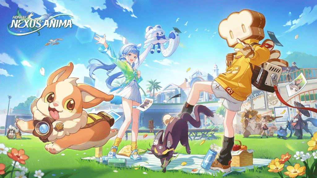 Honkai Nexus Anima characters are having fun in front of their mansion 