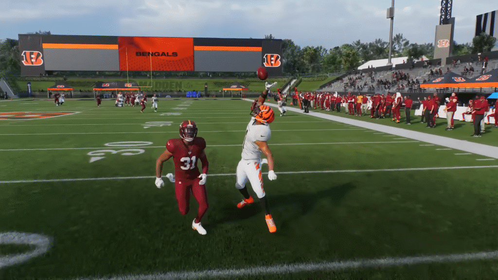A receiver pulls off a stunning one-handed catch in Madden NFL 26