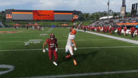A receiver pulls off a stunning one-handed catch in Madden NFL 26