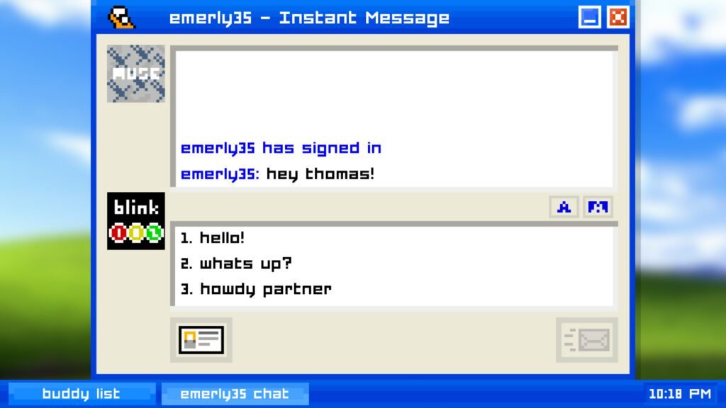 A conversation between Emily and Thomas in Emily is Away