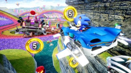 Sonic posing inbetween a race in Sonic Racing: Crossworlds
