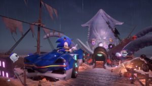 Sonic heading towards a giant squid in the racing