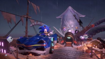 Sonic heading towards a giant squid in the racing