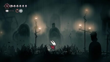 Hornet in the shadows in Hollow Knight Silksong