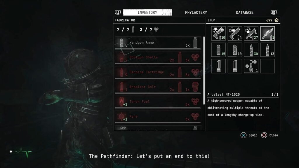 Different loadouts in Inventory Space in Cronos The New Dawn