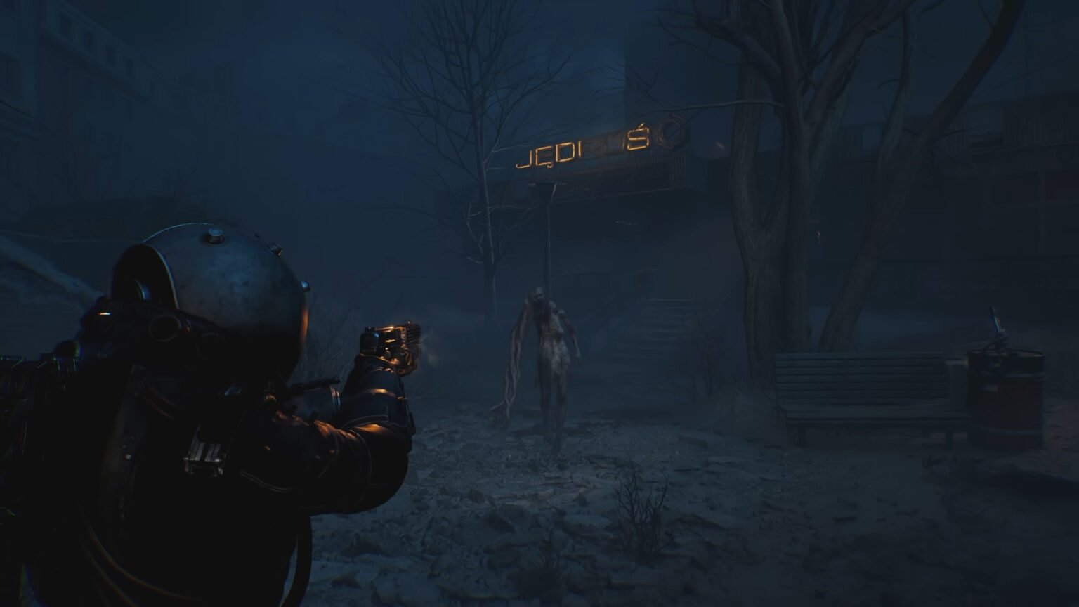 Time traveler shooting at a creature in Cronos The New Dawn